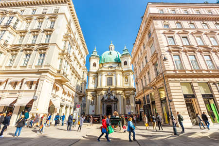 Vienna, Austria, October 15, 2016: Tourists on Graben Street, one of the most famous streets of Vienna, Austriaのeditorial素材
