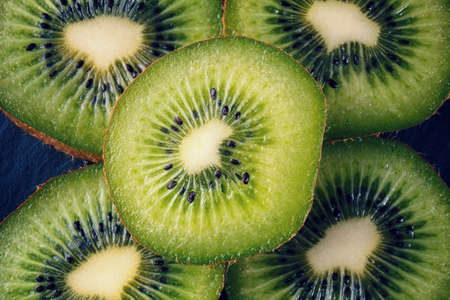 close up of scliced kiwi fruit