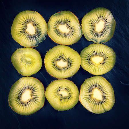 close up of scliced kiwi fruitの写真素材
