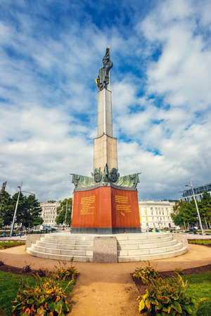 Vienna, Austria, October 13, 2016: War Memorial -  Heroes Monument of Red Army on Schwarzenbergplatz in Vienna, Austria. Memorial with Red Army Soldier was unveiled in 1945のeditorial素材