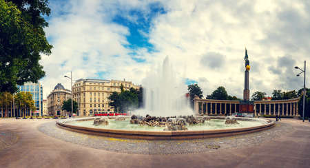 Vienna, Austria, October 13, 2016: World War Fountain and  Heroes Monument of Red Army on...