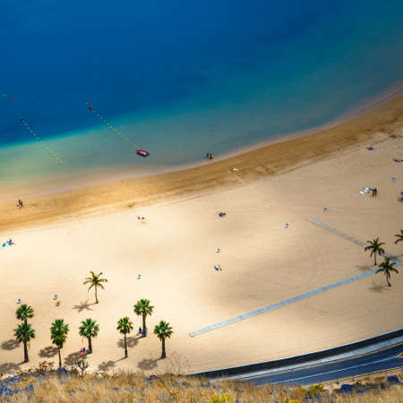 Aerial view on Teresitas beach near Santa Cruz,Tenerife, Canary islands, Spainの写真素材