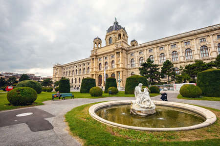 Vienna, Austria - 13 October, 2016: View of famous Natural History Museum with park and sculpture in Vienna, Austriaのeditorial素材