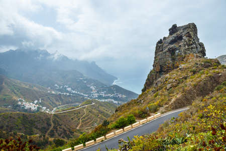 Winding and narrow road in Anaga Mountains, Tenerife, Spain, Europeの写真素材