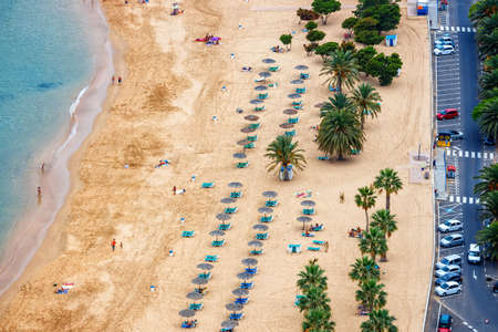 Aerial view on Teresitas beach near Santa Cruz,Tenerife, Canary islands, Spain