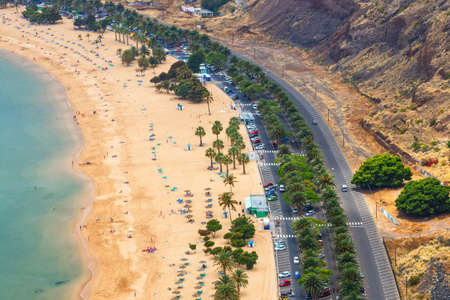 Aerial view on Teresitas beach near Santa Cruz,Tenerife, Canary islands, Spainのeditorial素材