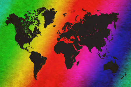 world map on grunge background, vintage lookの写真素材