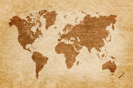 world map on grunge background, vintage lookの写真素材