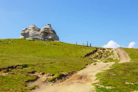 Bucegi Mountains Romania July 09 2015: Unidentified tourists visit Bucegi Mountains in Romania on July 09 2015のeditorial素材
