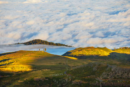 beautiful sunset over the mountains, Madeira Island, Portugalの写真素材