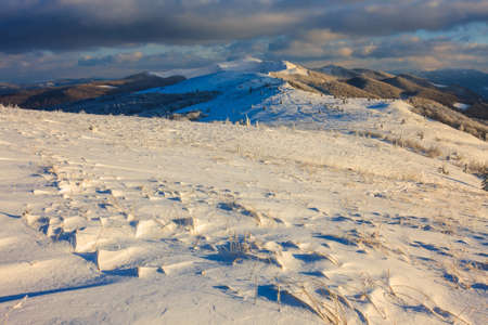 Beautiful winter landscape in the mountains, Bieszczady, Polandの写真素材