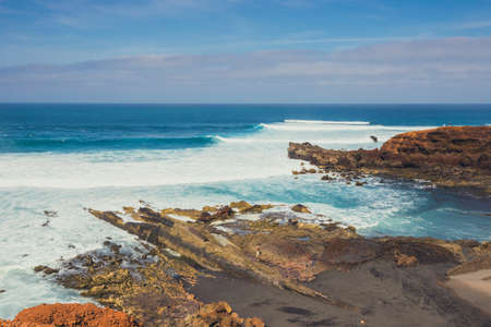 Green Lagoon at El Golfo, Lanzarote Island, Spainの写真素材