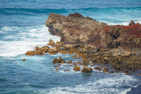 Green Lagoon at El Golfo, Lanzarote Island, Spainの写真素材