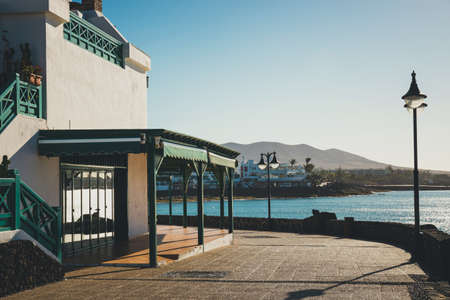 Promenade in Marina Rubicon in Playa Blanca, Lanzarote, Canary Island, Spainの写真素材