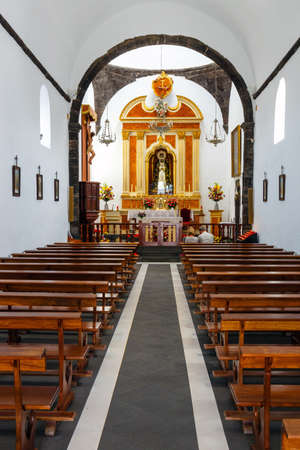 Lanzarote, Mancha Blanca, 30 March, 2017: Interior of the Church of  Nuestra Senora de los Volcanes in Mancha Blanca, Lanzarote, Spainのeditorial素材