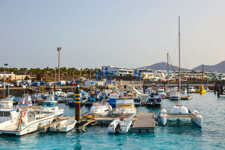 Playa Blanca, Lanzarote, 01 April, 2017: Boats and Yachts in Rubicon Marina, Lanzarote, Canary Islands, Spainのeditorial素材