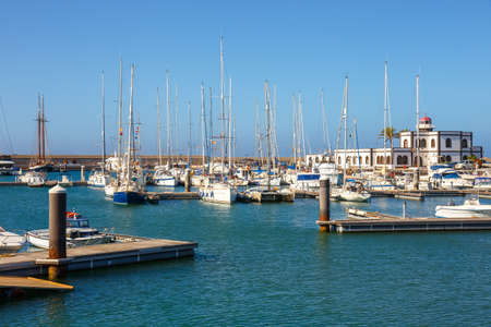 Playa Blanca, Lanzarote, 04 April, 2017: Boats and Yachts in Rubicon Marina, Lanzarote, Canary Islands, Spainのeditorial素材
