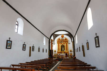 Lanzarote, Mancha Blanca, 30 March, 2017: Interior of the Church of  Nuestra Senora de los Volcanes in Mancha Blanca, Lanzarote, Spainのeditorial素材