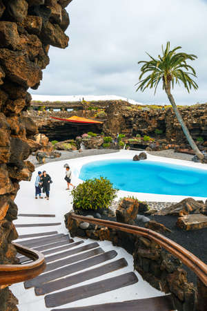 Lanzarote, Spain - March 29, 2017: People visiting volcanic cave in Jameos del Agua, Lanzarote, Canary Islands, Spainのeditorial素材