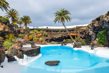 Jameos del Agua pool in volcanic cave, Lanzarote, Canary Islands, Spainの写真素材
