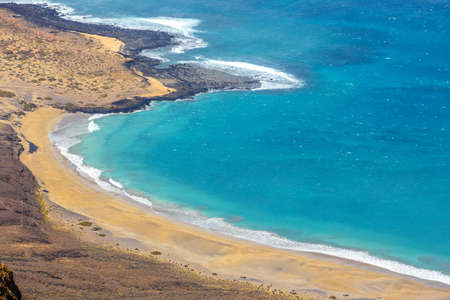 Impressive view from Mirador del Rio to island of La Graciosa, Lanzarote, Canary islands