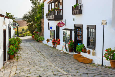 Fuerteventura, Betancuria, April 01, 2017: Central square in Betancuria village on Fuerteventura Island, Spainのeditorial素材