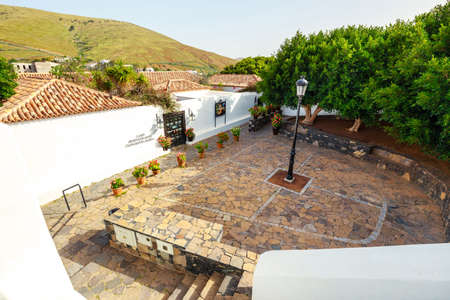 Fuerteventura, Betancuria, April 01, 2017: Central square in Betancuria village on Fuerteventura Island, Spainのeditorial素材