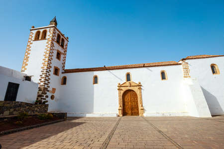 Central square with church in Betancuria village on Fuerteventura Island, Spainのeditorial素材