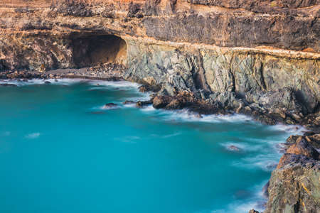 caves near Ajuy village on Fuerteventura, Spain. Long time exposureの写真素材