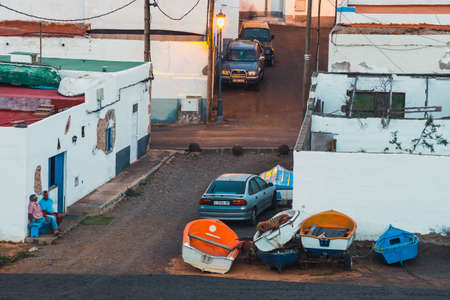 Ajuy, Fuerteventura, Spain, April 01, 2017: Small fishing village Ajuy on Fuerteventura Island, Spainのeditorial素材