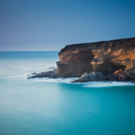 caves near Ajuy village on Fuerteventura, Spain. Long time exposureの写真素材