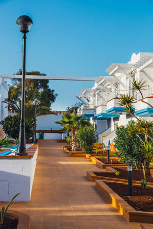 Corralejo, Fuerteventura, Spain, April 03, 2017: Complex of hotel buildings and swimming pool in Arena Hotel in Corralejo, Spainのeditorial素材