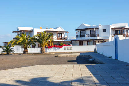 Promenade in Marina Rubicon in Playa Blanca, Lanzarote, Canary Island, Spainの写真素材