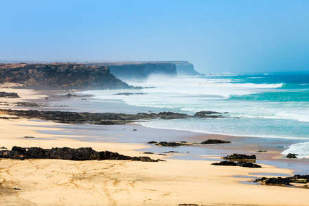 Beach in El Cotillo village in Fuerteventura island, Spainの写真素材