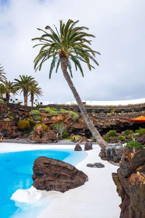 Jameos del Agua pool in volcanic cave, Lanzarote, Canary Islands, Spainの写真素材