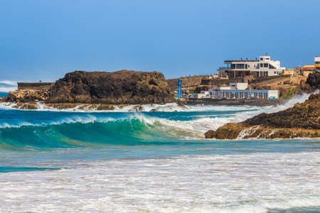 Beach in El Cotillo village in Fuerteventura island, Spainの写真素材