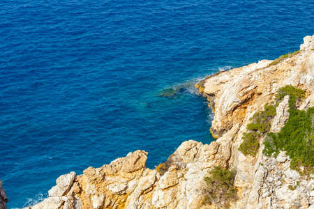 Beautiful greek seascape at sunny day. Place of north Crete, east of Agios Nikolaosの写真素材