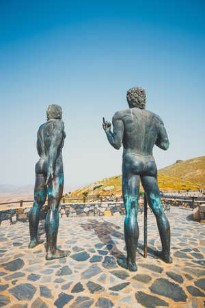 Fuerteventura, Spain, April 01, 2017: the statues at Mirador Corrales de Guize were created by Emiliano Hernandezのeditorial素材