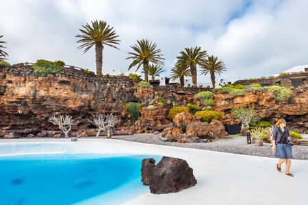 Lanzarote, Spain - March 29, 2017: People visiting volcanic cave in Jameos del Agua, Lanzarote, Canary Islands, Spainのeditorial素材