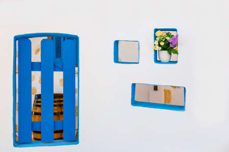 white and blue colors, Greek style architectural detailsの写真素材