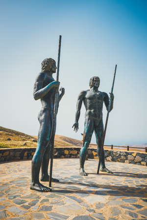 Fuerteventura, Spain, April 01, 2017: the statues at Mirador Corrales de Guize were created by Emiliano Hernandezのeditorial素材
