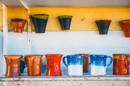 Traditional Cretan painted ceramic dishes, Crete, Greece