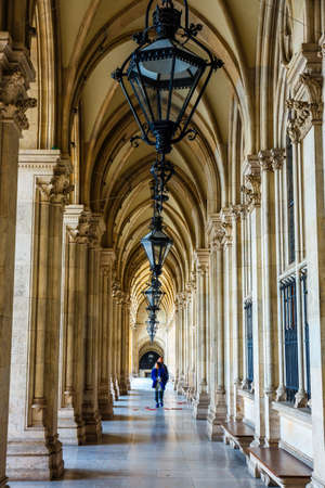 Vienna, Austria, October 14, 2016: Courtyard of city hall in Vienna also know as Rathaus, Austriaの写真素材