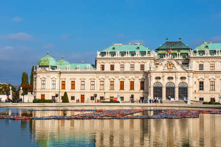 VIENNA AUSTRIA - October 15 2016: Belvedere Palace and garden in Vienna. The Main palace - Upper Belvedere. Austriaのeditorial素材