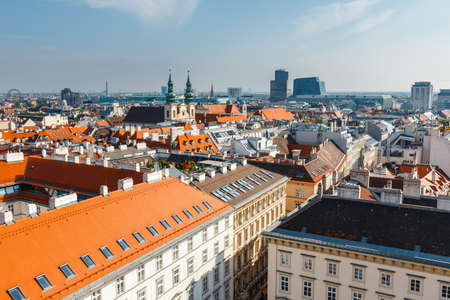 View from the tower of the St. Stephen's Cathedral, Vienna, Austriaの写真素材