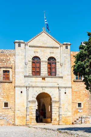 Arkadi, Crete, June 10, 2017: Arkadi Monastery situated at the southeast of Rethymnon, Crete, Greece