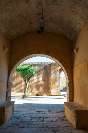  Passageway in the West Gate at the Arkadi Monastery, Arkadi, Crete, Greeceの写真素材
