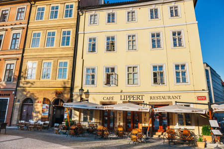 Czech Republic, Prague, September 29, 2017: Autumn morning on the Old Town square. Cityscape in Prague, capital of Czech Republicのeditorial素材