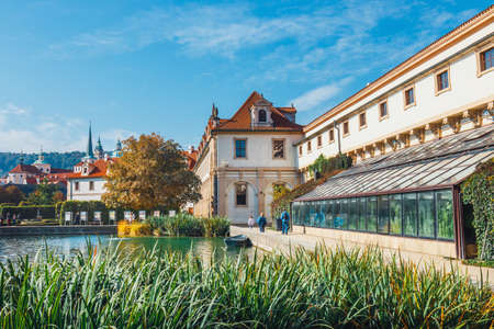 Prague, Czech Republic - August 29, 2017: unidentified people visit Wallenstein Palace currently the home of the Czech Senate in Pragueのeditorial素材