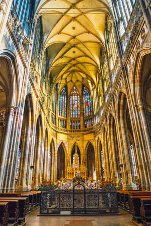 Czech Republic, Prague - September 30, 2017: Interior of St. Vitus Cathedral at Prague Castle, Czech Republicのeditorial素材